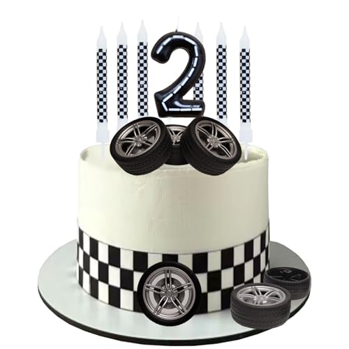 13pcs Rennwagen Geburtstagskerzen mit schwarzen weißen Streifen CHUNLINLAODA Rennwagen Nummer 2 Kerzen für Kuchen Karierte Kerzen für Rennwagen Party Geburtstagsfeier Babyparty Gastgeschenke (schwarz) 13pcs Rennwagen Geburtstagskerzen mit schwarzen weißen Streifen CHUNLINLAODA Rennwagen Nummer 2 Kerzen für Kuchen Karierte Kerzen für Rennwagen Party Geburtstagsfeier Babyparty Gastgeschenke (schwarz) von CHUNLINLAODA