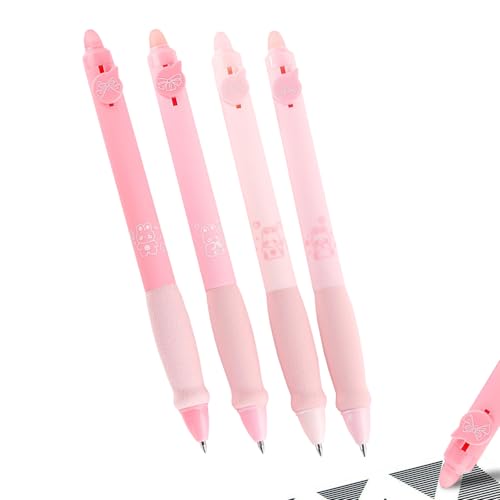 CHUNLINLAODA 4 Stück Radierbarer Kugelschreiber Radierbar Radierbarer Stifte Erasable Pen Set einziehbare Tintenroller Radierbar für Studenten Geschenk Schul-/Bürobedarf(0,5mm Blau) (Rosa) von CHUNLINLAODA