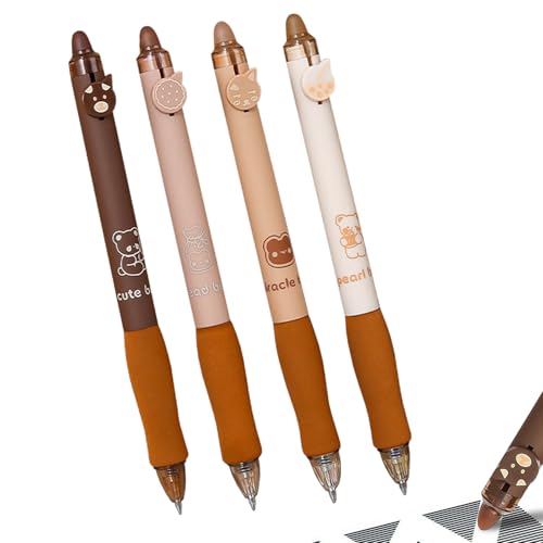 CHUNLINLAODA 4 Stück Radierbarer Kugelschreiber Radierbar Radierbarer Stifte Erasable Pen Set einziehbare Tintenroller Radierbar für Studenten Geschenk Schul-/Bürobedarf(0,5mm Schwarz) (Kaffee) von CHUNLINLAODA