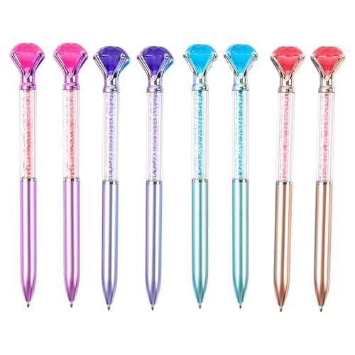 CHUNLINLAODA 8 Stück Kristall Diamant Stift, Diamant Kugelschreiber, Druckkugelschreiber, Kreatives Briefpapier Stift, Blaue Tinte, für Mädchen, Geschenk, Schule Zuhause Büro von CHUNLINLAODA