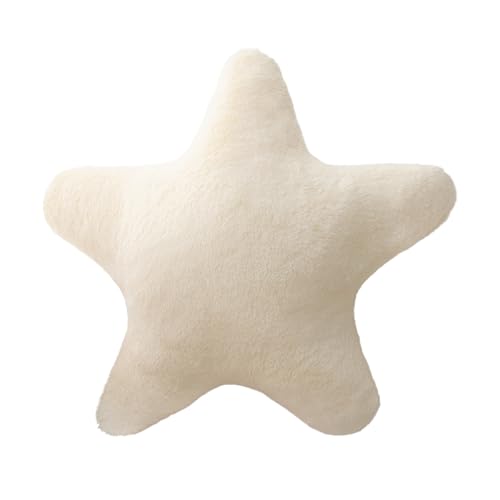 CHUNLINLAODA Stern Kinderkissen, Kuschelkissen Kinder, Stern Plüschkissen, Weiche Flauschige Sternenkissen, Sternform Dekokissen für Mädchen & Jungen Zuhause Schlafzimmer (Weiß) von CHUNLINLAODA