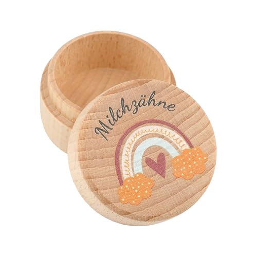 CHUNLINLAODA Zahndose Milchzähne für Jungen Mädchen, Holzdose Milch Zähne, Personalisiert Milchzahndose, Geschenkideen zu Taufe und Geburtstag Geschenke für Neue Eltern (A) von CHUNLINLAODA