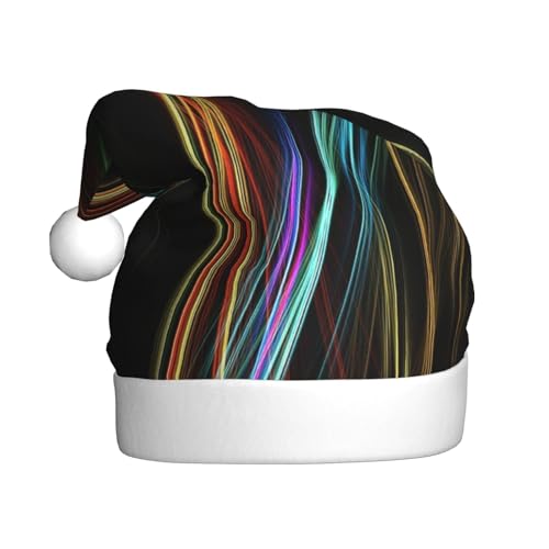 CHUNMINW Bunte Linien, Kunstdruck, personalisierbare Weihnachtsmütze für Damen, Erwachsene, Samt-Weihnachtsmütze, Plüsch-Weihnachtsmütze CHUNMINW Bunte Linien, Kunstdruck, personalisierbare Weihnachtsmütze für Damen, Erwachsene, Samt-Weihnachtsmütze, Plüsch-Weihnachtsmütze von CHUNMINW