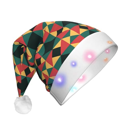 CHUNMINW Geometriske Weihnachtsmannmützen mit LED-Licht, Plüsch, weiße Manschetten, Weihnachten, Neujahr, Party, Kopfbedeckung CHUNMINW Geometriske Weihnachtsmannmützen mit LED-Licht, Plüsch, weiße Manschetten, Weihnachten, Neujahr, Party, Kopfbedeckung von CHUNMINW