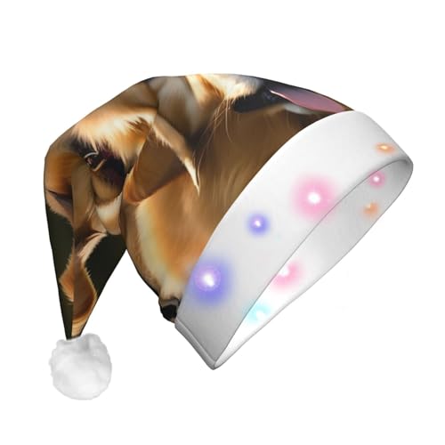 CHUNMINW Golden Retrievers Weihnachtsmannmützen mit LED-Licht, Plüsch, weiße Manschetten, Weihnachten, Neujahr, Party, Kopfbedeckung CHUNMINW Golden Retrievers Weihnachtsmannmützen mit LED-Licht, Plüsch, weiße Manschetten, Weihnachten, Neujahr, Party, Kopfbedeckung von CHUNMINW