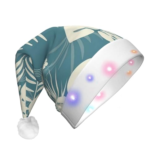 CHUNMINW Luxuriöse Weihnachtsmützen mit niedlichem Blätteraufdruck, mit LED-Licht, Plüsch, weiße Manschetten, Weihnachten, Neujahr, Party, Kopfbedeckung CHUNMINW Luxuriöse Weihnachtsmützen mit niedlichem Blätteraufdruck, mit LED-Licht, Plüsch, weiße Manschetten, Weihnachten, Neujahr, Party, Kopfbedeckung von CHUNMINW