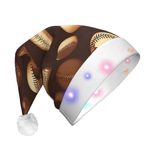 CHUNMINW Retro-Baseballmütze, brauner Druck, Weihnachtsmannmütze, mit LED-Licht, Plüsch, weiße Manschetten, Weihnachten, Neujahr, Party, Kopfbedeckung CHUNMINW Retro-Baseballmütze, brauner Druck, Weihnachtsmannmütze, mit LED-Licht, Plüsch, weiße Manschetten, Weihnachten, Neujahr, Party, Kopfbedeckung von CHUNMINW