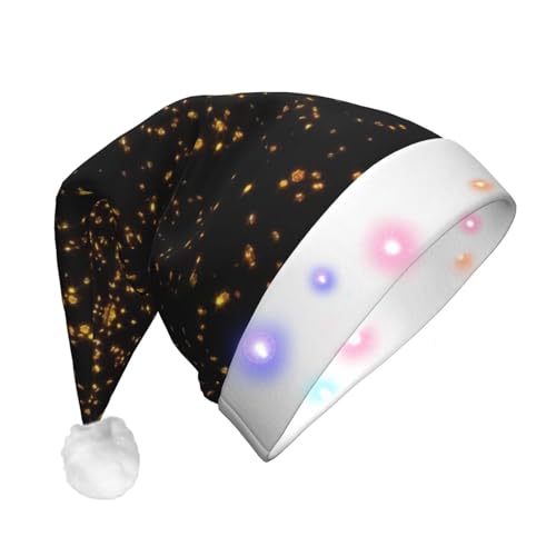 CHUNMINW Schwarz-goldene Tapeten-Druck, Weihnachtsmannmützen mit LED-Licht, Weihnachtsmützen, Plüsch, weiße Manschetten, Weihnachten, Neujahr, Party, Kopfbedeckung CHUNMINW Schwarz-goldene Tapeten-Druck, Weihnachtsmannmützen mit LED-Licht, Weihnachtsmützen, Plüsch, weiße Manschetten, Weihnachten, Neujahr, Party, Kopfbedeckung von CHUNMINW
