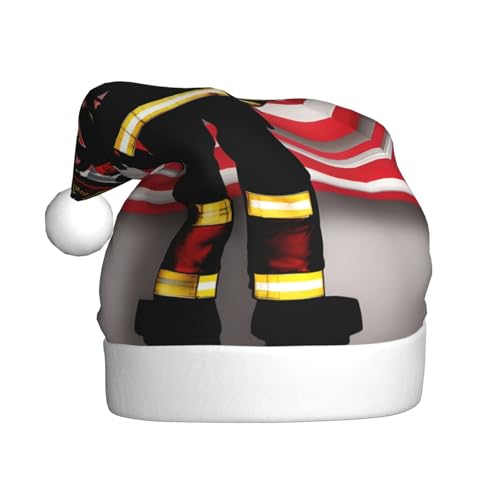 CHUNMINW Weihnachtsmannmütze mit roten Streifen, Motiv: Feuerwehrmann, USA-Flagge, personalisierbar, für Erwachsene, Samt, Weihnachtsdekoration, personalisierbar CHUNMINW Weihnachtsmannmütze mit roten Streifen, Motiv: Feuerwehrmann, USA-Flagge, personalisierbar, für Erwachsene, Samt, Weihnachtsdekoration, personalisierbar von CHUNMINW