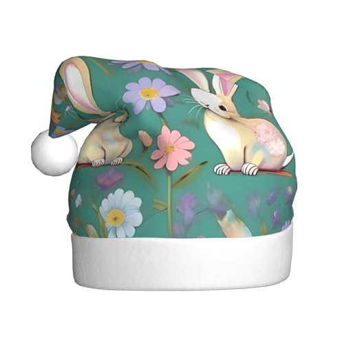CHUNMINW Weihnachtsmütze mit Blumen-Hasen, Vögeln, personalisierbar, für Damen, Erwachsene, Samt, Urlaubsmütze, Plüsch-Weihnachtsmütze CHUNMINW Weihnachtsmütze mit Blumen-Hasen, Vögeln, personalisierbar, für Damen, Erwachsene, Samt, Urlaubsmütze, Plüsch-Weihnachtsmütze von CHUNMINW