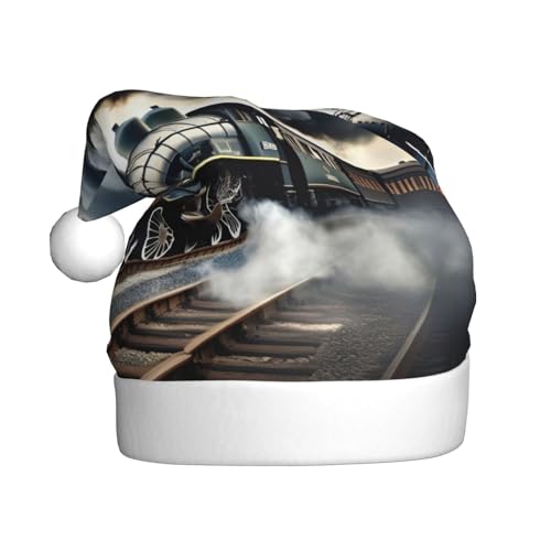 CHUNMINW Weihnachtsmütze mit Dampfzug-Wolken-Druck, personalisierbar, Samt-Weihnachtsmütze, individuelle Plüsch-Weihnachtsdekoration CHUNMINW Weihnachtsmütze mit Dampfzug-Wolken-Druck, personalisierbar, Samt-Weihnachtsmütze, individuelle Plüsch-Weihnachtsdekoration von CHUNMINW