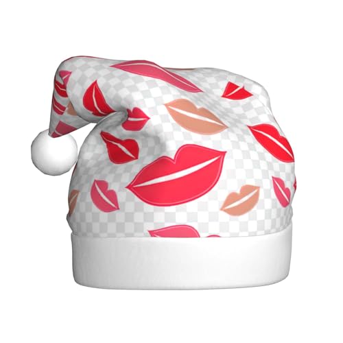 CHUNMINW Weihnachtsmütze mit Lippen-Aufdruck, personalisierbar, für Damen, Erwachsene, Samt, Urlaubsmütze, Plüsch-Weihnachtsmütze CHUNMINW Weihnachtsmütze mit Lippen-Aufdruck, personalisierbar, für Damen, Erwachsene, Samt, Urlaubsmütze, Plüsch-Weihnachtsmütze von CHUNMINW