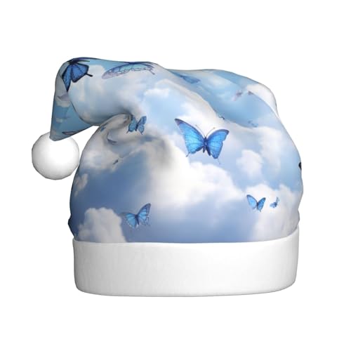 CHUNMINW Weihnachtsmütze mit Schmetterlingswolken-Druck, personalisierbar, für Erwachsene, Samt, Weihnachtsdekoration, personalisierbar CHUNMINW Weihnachtsmütze mit Schmetterlingswolken-Druck, personalisierbar, für Erwachsene, Samt, Weihnachtsdekoration, personalisierbar von CHUNMINW