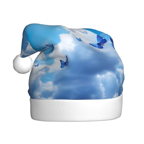 CHUNMINW Weihnachtsmütze mit Schmetterlingswolken-Motiv, personalisierbar, für Erwachsene, Samt, Weihnachtsdekoration, personalisierbar CHUNMINW Weihnachtsmütze mit Schmetterlingswolken-Motiv, personalisierbar, für Erwachsene, Samt, Weihnachtsdekoration, personalisierbar von CHUNMINW