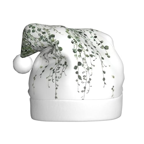 CHUNMINW Weihnachtsmütze mit grünen Pflanzen, personalisierbar, für Damen, Erwachsene, Samt, Weihnachtsmütze, Plüsch-Weihnachtsmütze CHUNMINW Weihnachtsmütze mit grünen Pflanzen, personalisierbar, für Damen, Erwachsene, Samt, Weihnachtsmütze, Plüsch-Weihnachtsmütze von CHUNMINW