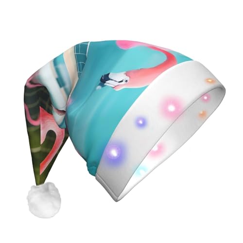 CHUNMINW Weihnachtsmützen mit Flamingo- und Schwimmbad-Druck, mit LED-Licht, Plüsch, weiße Manschetten, Weihnachten, Neujahr, Party, Kopfbedeckung CHUNMINW Weihnachtsmützen mit Flamingo- und Schwimmbad-Druck, mit LED-Licht, Plüsch, weiße Manschetten, Weihnachten, Neujahr, Party, Kopfbedeckung von CHUNMINW