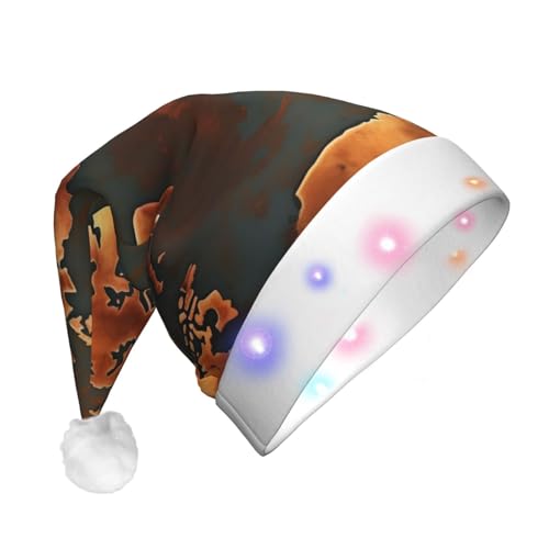 CHUNMINW Weihnachtsmützen mit Weltkarten-Druck, mit LED-Licht, Plüsch, weiße Manschetten, Weihnachten, Neujahr, Party, Kopfbedeckung CHUNMINW Weihnachtsmützen mit Weltkarten-Druck, mit LED-Licht, Plüsch, weiße Manschetten, Weihnachten, Neujahr, Party, Kopfbedeckung von CHUNMINW