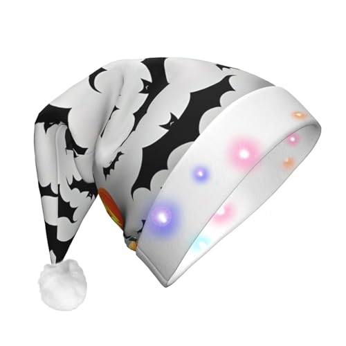 CHUNMINW Weihnachtsmützen mit fliegenden Fledermäusen, mit LED-Licht, Plüsch, weiße Manschetten, Weihnachten, Neujahr, Party, Kopfbedeckung CHUNMINW Weihnachtsmützen mit fliegenden Fledermäusen, mit LED-Licht, Plüsch, weiße Manschetten, Weihnachten, Neujahr, Party, Kopfbedeckung von CHUNMINW
