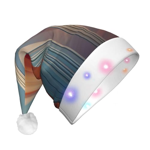 CHUNMINW Weihnachtsmützen mit gestreiftem Druck, mit LED-Licht, Plüsch, weiße Manschetten, Weihnachten, Neujahr, Party, Kopfbedeckung CHUNMINW Weihnachtsmützen mit gestreiftem Druck, mit LED-Licht, Plüsch, weiße Manschetten, Weihnachten, Neujahr, Party, Kopfbedeckung von CHUNMINW