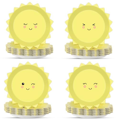 48 Stück gelbe Sonnenschein-Pappteller für die erste Reise um die Sonne, Dekorationen, Sonnenschein, Babyparty, Einweg-Dessertteller für die Sonne, 1. Geburtstag, Hochzeit, Partyzubehör 48 Stück gelbe Sonnenschein-Pappteller für die erste Reise um die Sonne, Dekorationen, Sonnenschein, Babyparty, Einweg-Dessertteller für die Sonne, 1. Geburtstag, Hochzeit, Partyzubehör von CHUNNIN