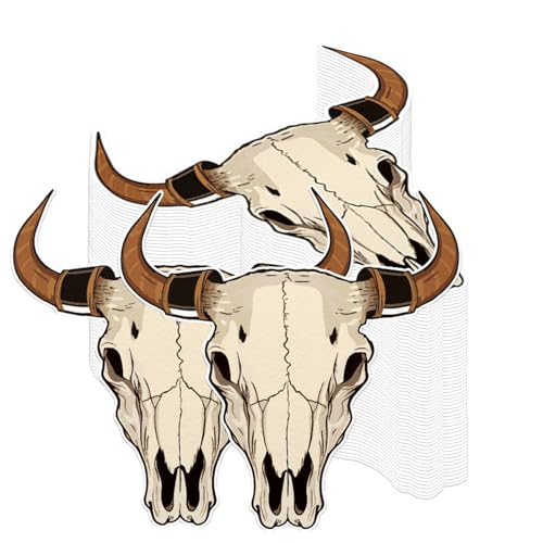 CHUNNIN 100 Stück Western-Servietten, Cowboy-Party-Dekorationen, Longhorn-Design, Premium-Qualität, Einweg, 19,1 x 19,1 cm, Brown, Papier, 1-lagig, für verschiedene Anlässe von CHUNNIN