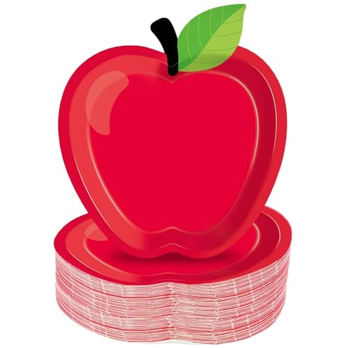 Pappteller mit rotem Apfel, Dekoration, Schulanfang, Partyzubehör, Schule, Einweggeschirr für 50 Gäste, Weihnachten, Kindergarten, Vorschule, 16 x 18 cm, 50 Stück Pappteller mit rotem Apfel, Dekoration, Schulanfang, Partyzubehör, Schule, Einweggeschirr für 50 Gäste, Weihnachten, Kindergarten, Vorschule, 16 x 18 cm, 50 Stück von CHUNNIN