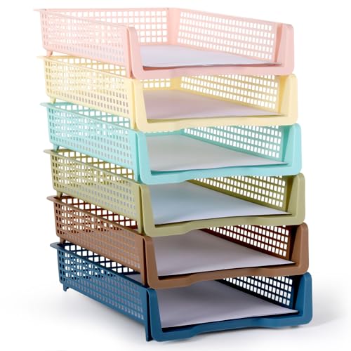 Set mit 6 Boho-Drehtabletts für Lehrer, stapelbare Papier-Briefablagen, Kunststoff, Klassenzimmer, Schreibtisch, Brief-Organizer, Ablage, Aufbewahrungskörbe für Bibliothek, Schubladen, Büro, Zuhause Set mit 6 Boho-Drehtabletts für Lehrer, stapelbare Papier-Briefablagen, Kunststoff, Klassenzimmer, Schreibtisch, Brief-Organizer, Ablage, Aufbewahrungskörbe für Bibliothek, Schubladen, Büro, Zuhause von CHUNNIN