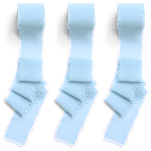 CHUQING 3 Rollen 3,8cm x 6m Geschenkband Hellblau Schleifenband Hochzeit Festival Bänder Himmelblau Chiffonband Dekoband für Geschenkverpackungen,Blumenstrauß,Hochzeitseinladung,DIY Handwerk von CHUQING