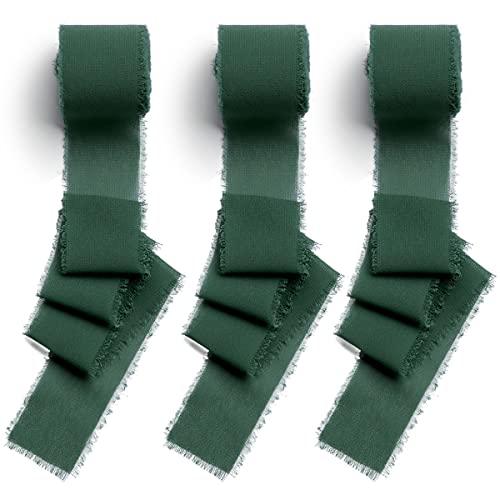 CHUQING 3 Rollen Chiffonband Dunkelgrün 38mm, 6 Meters Dekoration Geschenkband breit Schleifenband, Stoffband für Hochzeit, Taufe und Geburtstag Geschenke CHUQING 3 Rollen Chiffonband Dunkelgrün 38mm, 6 Meters Dekoration Geschenkband breit Schleifenband, Stoffband für Hochzeit, Taufe und Geburtstag Geschenke von CHUQING