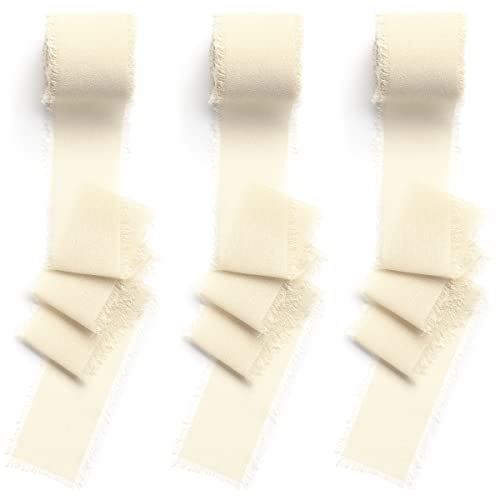 CHUQING 3 Rollen Geschenkband Beige Chiffonband Dekoratives Band Festival Bänder Schleifenband Hochzeit Dekoband für Hochzeitseinladungssträuße Geschenkverpackung Handwerk von CHUQING