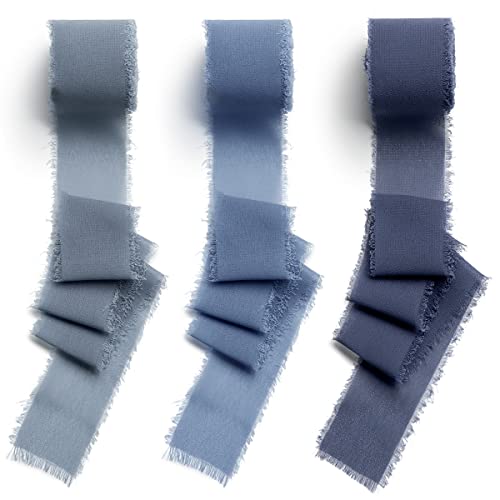 CHUQING 38mm x 6m Geschenkband Schleifenband, 3 Rollen,Blau,Chiffon,Festival Bänder für Geschenkverpackung,Hochzeit,Blumenstrauß von CHUQING