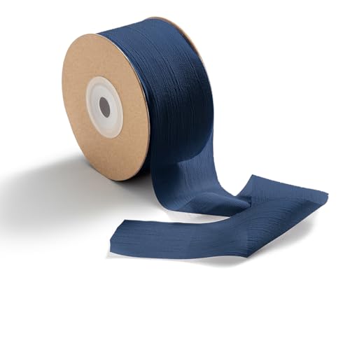 CHUQING Chiffonband Geschenkband Blau Schleifenband Hochzeit Festival Bänder Dekoband,Dunkelblau,38 mm x 22,8 m von CHUQING