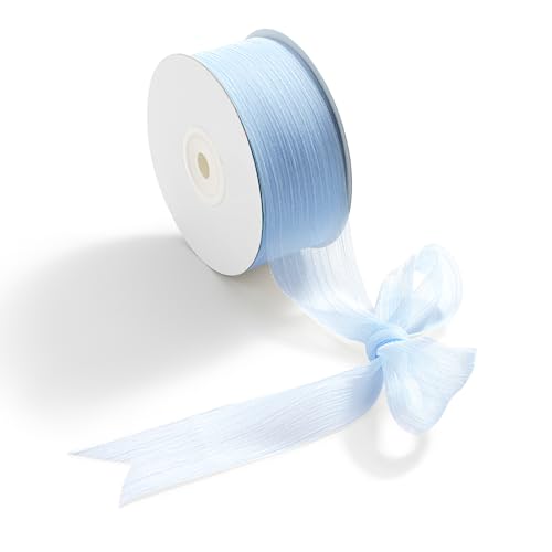 CHUQING Geschenkband Blau Chiffon 38 mm Breit Schleifenband Dekoband Stoffband Hochzeit Geschenkbänder Chiffonband von CHUQING