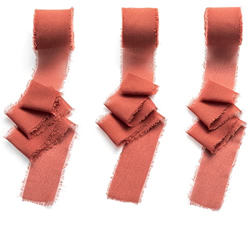 CHUQING Geschenkband Chiffon 3,8cm x 6m Schleifenband Hochzeit Festival Bänder Dekoband für Taufe und Geburtstag Geschenke,3 Rollen,Terrakotta CHUQING Geschenkband Chiffon 3,8cm x 6m Schleifenband Hochzeit Festival Bänder Dekoband für Taufe und Geburtstag Geschenke,3 Rollen,Terrakotta von CHUQING