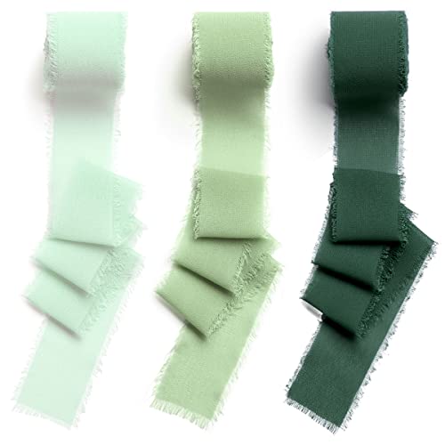 CHUQING Geschenkband Chiffon Band 3 Rollen Schleifenband Hochzeit 3,8cm x 6,3m Chiffonband Seidenband Stoffband Fransenband von CHUQING