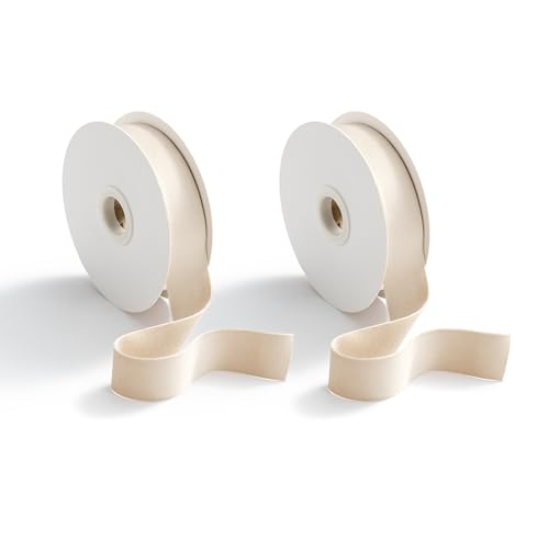 CHUQING Geschenkband Creme,Samtband Beige,Schleifenband Samt Dekoband Stoffband Samt Band, 25 mm x 9 m,2 Rollen,Beige Creme CHUQING Geschenkband Creme,Samtband Beige,Schleifenband Samt Dekoband Stoffband Samt Band, 25 mm x 9 m,2 Rollen,Beige Creme von CHUQING