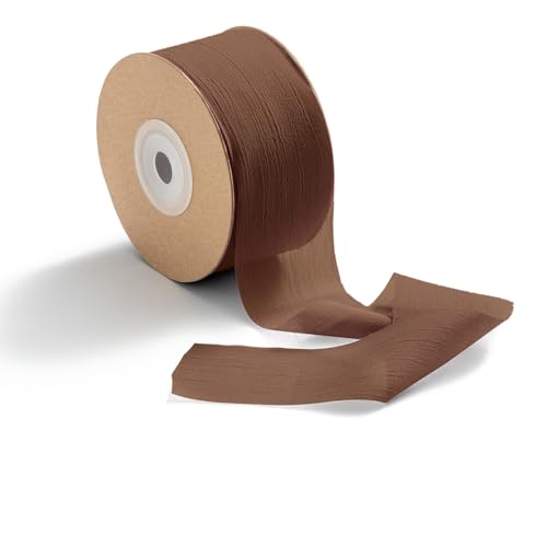 CHUQING Geschenkband Dunkelbraun 38mm Schleifenband Dekoband Chiffonband für Hochzeit,Geburtstag,Brautstrauß,Haarschleifen,Geschenk Seidenband 38 mm x 23 m,braun von CHUQING