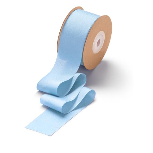 CHUQING Geschenkband Hellblau,in Blau (38 mm x 22,8 m), Schleifenband Dekoband für Weihnachtsgeschenke Geschenke Baby Junge Schnürband Geschenk Verpackung Blume Geburtstag Hochzeit Deko Band von CHUQING