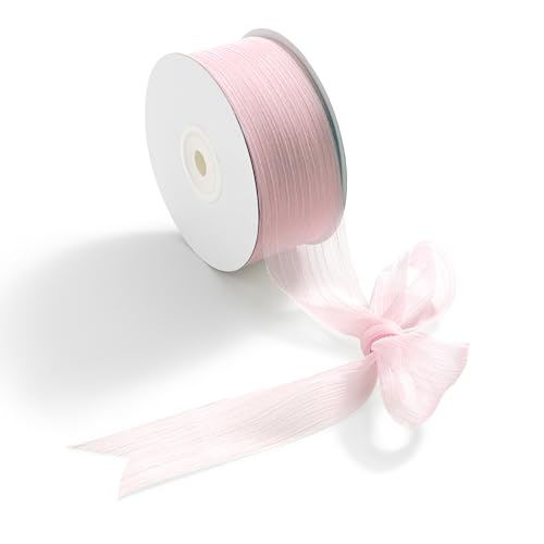 CHUQING Geschenkband Rosa,Schleifenband Breit Hochzeit Chiffonband Glänzendes Dekoband für Geschenkverpackungen Schleifen Haarschleifen Blumensträuße von CHUQING