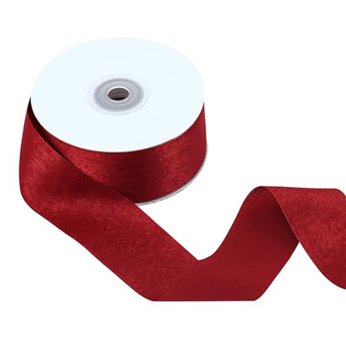 CHUQING Geschenkband Rot Samtband rotes Schleifenband Dekoband Bänder rote Schleife Stoffband für Weihnachten Hochzeit Taufe Geburtstag,38 mm x 23 m von CHUQING