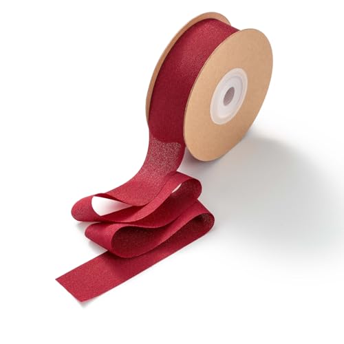 CHUQING Geschenkband Rot Schleifenband Breit Dunkelrot Seidenband Hochzeit Chiffonband Dekoband 2,5 cm x 23 m,Weinrot CHUQING Geschenkband Rot Schleifenband Breit Dunkelrot Seidenband Hochzeit Chiffonband Dekoband 2,5 cm x 23 m,Weinrot von CHUQING