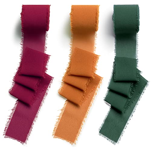 CHUQING Geschenkband Schleifenband Hochzeit Chiffonband Stoffband Fransenband Seidenband Chiffon Band Fransen,3 Rollen 3,8cm x 6,3m CHUQING Geschenkband Schleifenband Hochzeit Chiffonband Stoffband Fransenband Seidenband Chiffon Band Fransen,3 Rollen 3,8cm x 6,3m von CHUQING