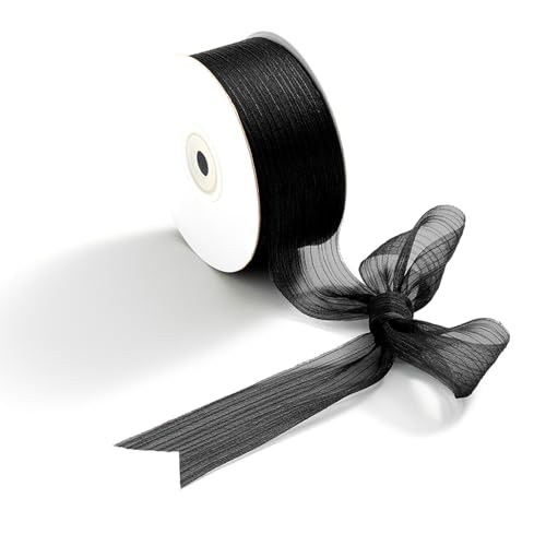 CHUQING Geschenkband Schwarz,Glänzendes Schleifenband,Chiffonband,Dekoband für Geschenkverpackung,Hochzeit,38 mm x 22 Meters von CHUQING