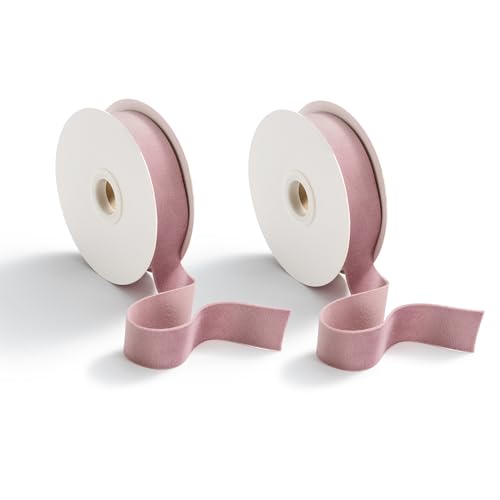 CHUQING Samt Schleifenband Hochzeit Samtband Rosa Geschenkband breit 25 mm Dekoband Seidenband von CHUQING