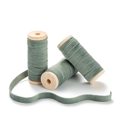 CHUQING Samtband 13,7m x 1cm Hellgrün Samt Dekoband Schleifenband Schmuckband Geschenkband,3 Rollen,Salbeigrün CHUQING Samtband 13,7m x 1cm Hellgrün Samt Dekoband Schleifenband Schmuckband Geschenkband,3 Rollen,Salbeigrün von CHUQING
