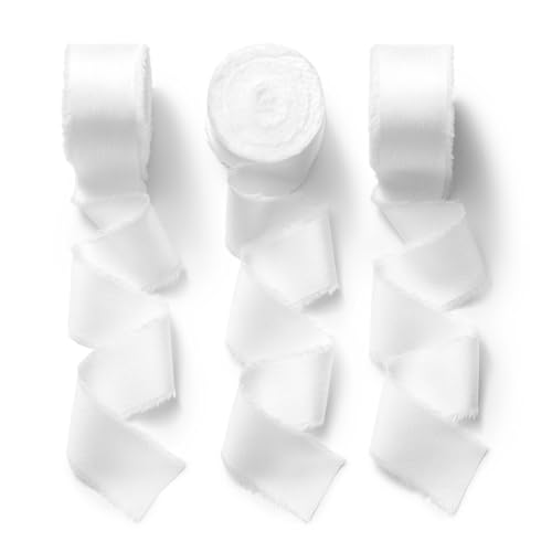 CHUQING Satinband Weiß Schleifenband Weiss Geschenkband Breit 25mm Dekoband Weißes Seidenband Weisses Band für Hochzeit CHUQING Satinband Weiß Schleifenband Weiss Geschenkband Breit 25mm Dekoband Weißes Seidenband Weisses Band für Hochzeit von CHUQING
