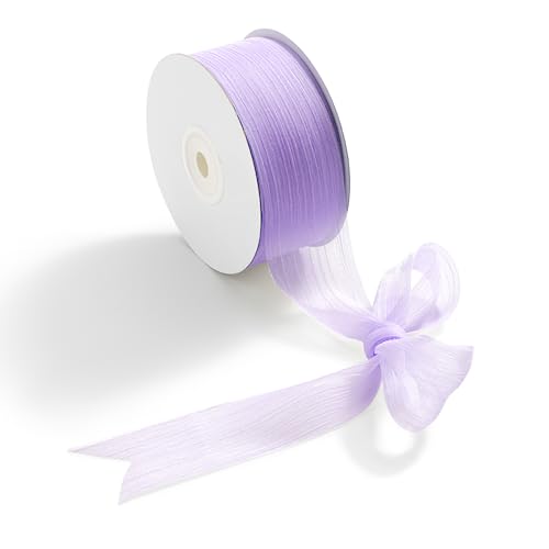 CHUQING Schleifenband Flieder Lila Chiffon Geschenkband Hellslila 38 mm x 22 Meters Dekoband Chiffonband Stoffband für Geschenk,Hochzeit von CHUQING