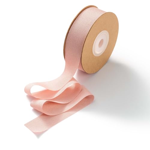 CHUQING Schleifenband Rosa Pink Geschenkband Breit Seidenband Hochzeit Chiffonband Dekoband Bänder 2,5 cm x 23 m von CHUQING