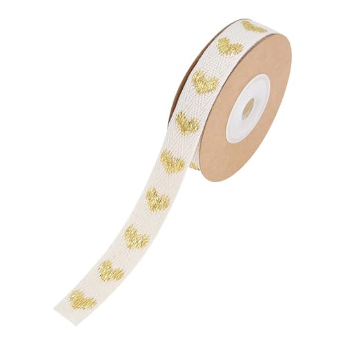 1 Rolle 15mm Breit Herzen Baumwollband Herzmuster Dekoband Baumwoll Jacquard Herz Cotton Ribbon Stoffband Für DIY Bastelarbeiten Party Blumensträuße und Geschenkverpackungen Gold 5 Yards 1 Rolle 15mm Breit Herzen Baumwollband Herzmuster Dekoband Baumwoll Jacquard Herz Cotton Ribbon Stoffband Für DIY Bastelarbeiten Party Blumensträuße und Geschenkverpackungen Gold 5 Yards von CHUYIX
