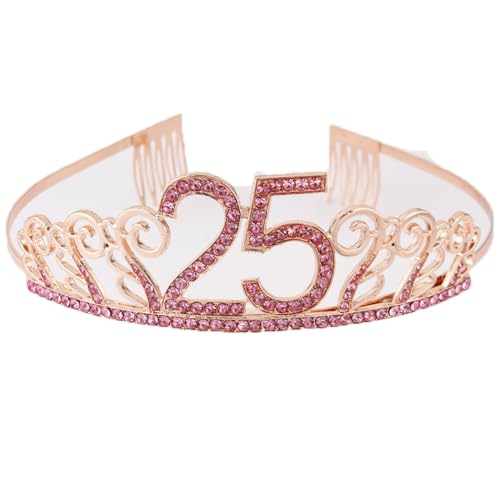 CHUYIX Geburtstag Krone Roségold-25 Zahlen Happy Birthday Krone mit Kamm Strass Kristall Krone Haarreif mit Zahl Geburtstag Tiara Geburtstag Crown für Geburtstag Party Favor Supplies Tortenkrone(64#) CHUYIX Geburtstag Krone Roségold-25 Zahlen Happy Birthday Krone mit Kamm Strass Kristall Krone Haarreif mit Zahl Geburtstag Tiara Geburtstag Crown für Geburtstag Party Favor Supplies Tortenkrone(64#) von CHUYIX